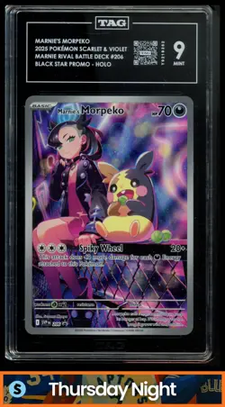 2023 POKEMON SV BLACK STAR PROMOS - SVP EN #206 MARNIE'S MORPEKO IR TAG 9 - Image 1