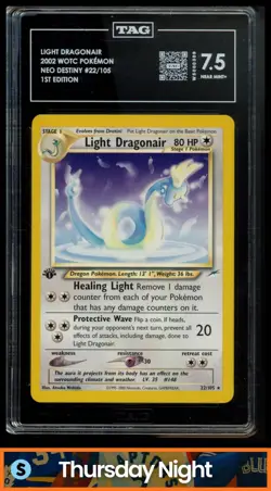 2002 POKEMON NEO DESTINY 1ST EDITION #22/105 LIGHT DRAGONAIR TAG 7.5 - Image 1