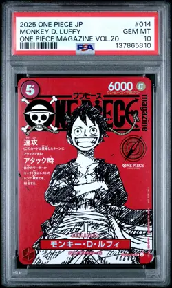 2025 ONE PIECE JAPANESE PROMOS MAGAZINE VOL.20 #014 MONKEY D. LUFFY PSA 10 - Image 1