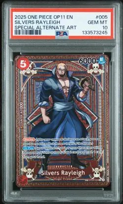 2025 ONE PIECE A FIST OF DIVINE SPEED SPECIAL ALT ART SILVERS RAYLEIGH PSA 10 - Image 1