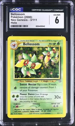 CGC 6 EX/NM Bellossom 2000 Neo Genesis 3/111 Holo Rare Pokemon Card - Image 1