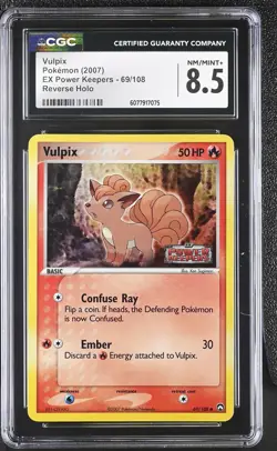 CGC 8.5 Vulpix 2007 EX Power Keepers 69/108 Reverse Holo STAMPED Pokemon Card - Image 1
