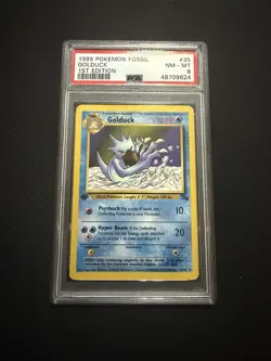 Pokemon Card Golduck 35/62 1st Edition Fossil Set 1999 PSA 8 NM-MT - Image 1
