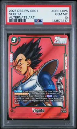 2025 DRAGON BALL SUPER CARD GAME FUSION WORLD MANGA BOOSTER 01 VEGETA PSA 10 - Image 1