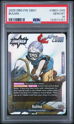 2025 DRAGON BALL SUPER CARD GAME FUSION WORLD MANGA BOOSTER 01 BULMA PSA 10 - Image 1