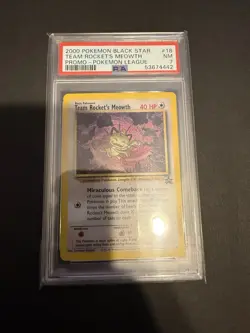 Pokemon TCG Team Rockets Meowth Black Star Promo Card #18 PSA 7 - Image 2