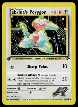 Pokemon Card - Sabrina's Porygon Gym Challenge 98/132 Common 1st Edition - Image 1