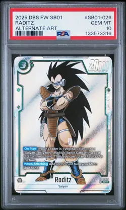 2025 DRAGON BALL SUPER CARD GAME FUSION WORLD MANGA BOOSTER 01 RADITZ PSA 10 - Image 1