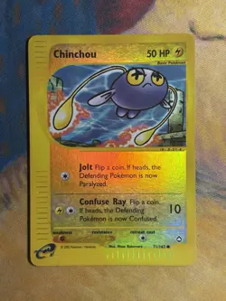 Chinchou 71/147 Reverse Holo E Reader Series Pokemon Vintage Aquapolis Card MP - Image 2