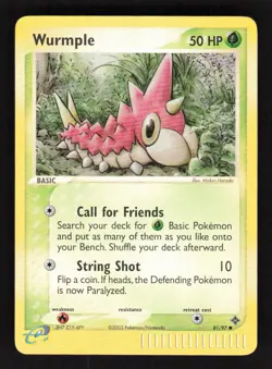 Wurmple 81/97 EX Dragon Reverse Holo Pokemon Card TCG LP - Image 1