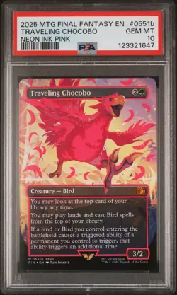 2025 MTG FINAL FANTASY COLORFUL CHOCOBOS-NEON INK PINK TRAVELING CHOCOBO PSA 10 - Image 1