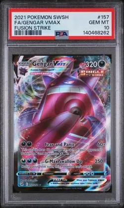 2021 Pokemon Fusion Strike Gengar VMAX #157 FA Full Art PSA 10 - Image 1