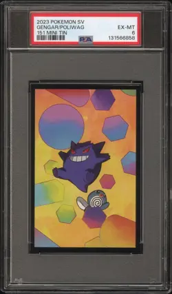 2023 POKEMON SCARLET & VIOLET 151 MINI TIN GENGAR/POLIWAG PSA 6 - Image 1