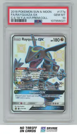 2018 Pokemon Sun & Moon Celestial Storm Full Art Rayquaza GX PSA 10 #177A/168 - Image 1