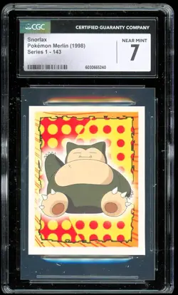 1998 Pokemon Merlin Topps Sticker #143 ~ Snorlax ~ CGC 7 NM - Image 1