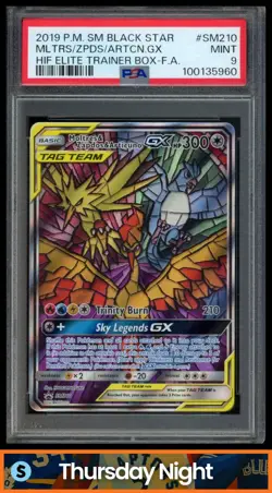 2016 PKMN SM BLACK STAR PROMO #SM210 MOLTRES & ZAPDOS ARTICUNO TAG TEAM GX PSA 9 - Image 1