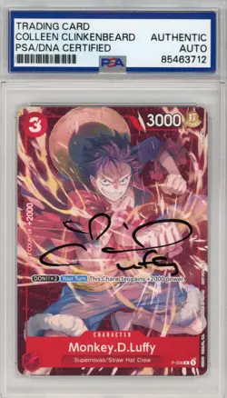 PSA Auth. Signed Colleen Clinkenbeard Monkey D. Luffy P-006 (Retail Promo) - Image 1