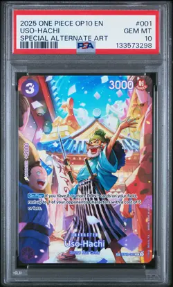 2025 ONE PIECE OP10-ROYAL BLOOD SPECIAL ALTERNATE ART #001 USO-HACHI PSA 10 - Image 1