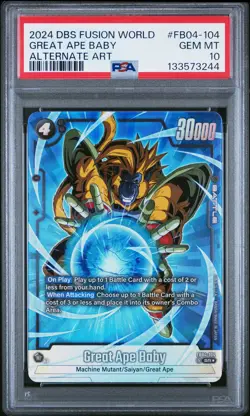 2024 DRAGON BALL SUPER CARD GAME FUSION WORLD ULTRA LIMIT GREAT APE BABY PSA 10 - Image 1