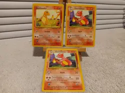Vintage Pokemon Cards 2 Base Unlimited Charmeleon & 1 Base Unlimited Charmander - Image 1