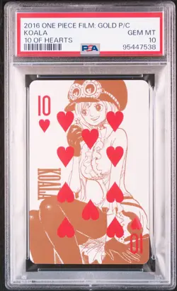 2016 ONE PIECE FILM: GOLD PLAYING CARDS 10 OF HEARTS KOALA PSA 10 - Image 1