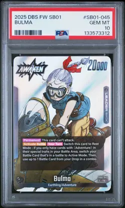 2025 DRAGON BALL SUPER CARD GAME FUSION WORLD MANGA BOOSTER 01 BULMA PSA 10 - Image 1