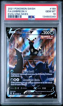 2021 Pokemon Sword & Shield Evolving Skies #189 Fa/Umbreon V PSA 10 - Image 1