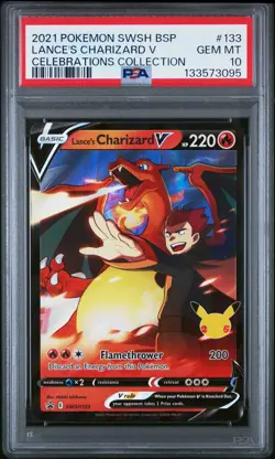 2021 POKEMON SWSH PROMO CELEBRATIONS COLLECTION LANCE'S CHARIZARD V PSA 10 - Image 1