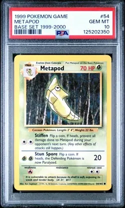 1999 POKEMON BASE SET 1999-2000 “4TH PRINT” #54 METAPOD PSA 10 - Image 1