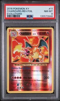 2016 Pokemon XY Charizard Reverse Foil Holo Evolutions #11 PSA 8 - Image 1