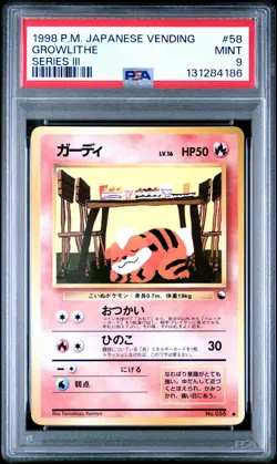 1998 POKEMON JPN VENDING SER III #58 GROWLITHE PSA 9 - Image 1