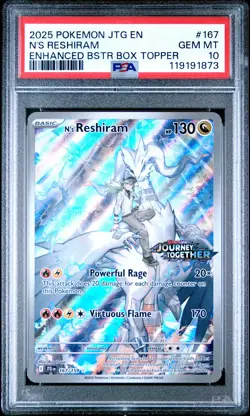 2025 POKEMON JTG EN-JOURNEY TOGETHER #167 N'S RESHIRAM PSA 10 - Image 1