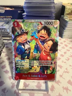 2025 ONE PIECE CARRYING ON HIS WILL OP13-007 ACE & SABO & LUFFY EN SR - NM - Image 1