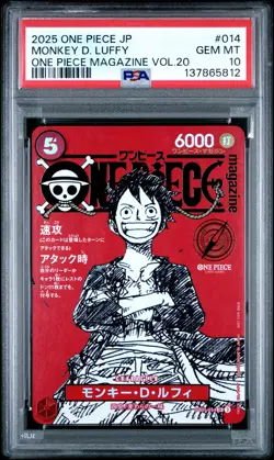 2025 ONE PIECE JAPANESE PROMOS MAGAZINE VOL.20 #014 MONKEY D. LUFFY PSA 10 - Image 1