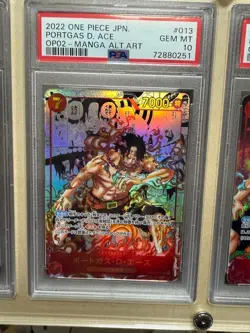 PSA 10 One Piece Portgas D Ace OP02-013 Manga & Ace Alt Art & Fire Fist Set of 4 - Image 5