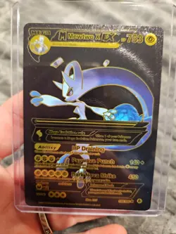 M Mewtwo X EX Black Foil Fan Art Vinyl Collector Pokemon Card - Image 1