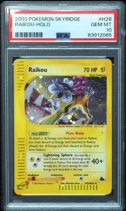 Raikou H26/H32 PSA 10 Gem Mint Skyridge Pokemon Card - Image 1