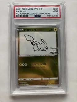 PSA 9 Nagaba Pikachu 208/S-P Promo Japanese Pokemon Card 2021 Yu PCG Campaign - Image 1