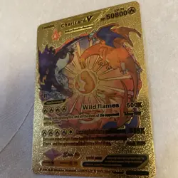 Pokemon Charizard V Evolution 50800HP Gold Foil Fan Art Card SMP 26-43 - Image 1