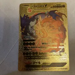 Pokemon Charizard V Evolution 50800HP Gold Foil Fan Art Card SMP 26-43 - Image 2
