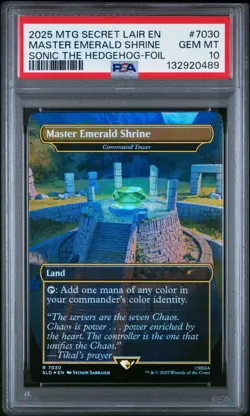 2025 MTG SECRET LAIR DROP SONIC THE HEDGEHOG-FOIL MASTER EMERALD SHRINE PSA 10 - Image 1