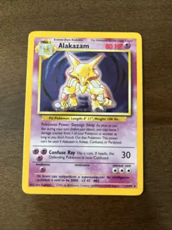 Pokemon Alakazam TCG 1999 Base Set Holo Card 1/102 Unlimited Holo Rare - Image 1