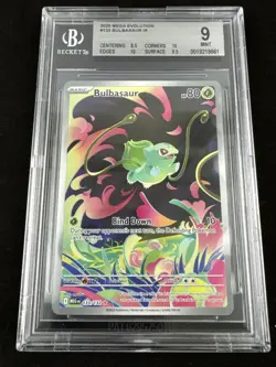 Pokemon Bulbasaur 133/132 Me01: Mega Evolution IR Holo Beckett BGS 9 MINT - Image 1