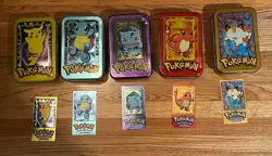 Topps pokemon tv animation series I complete empty tin set w/matching jumbo card - Image 1