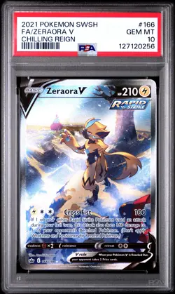 2021 POKEMON SWORD & SHIELD CHILLING REIGN #166 FULL ART/ZERAORA V PSA 10 - Image 1