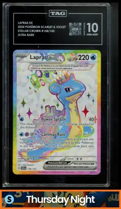 2024 POKEMON SV STELLAR CROWN - SCR EN #158/142 LAPRAS EX TAG 10 - Image 1