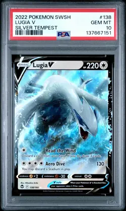 2022 POKEMON SWORD & SHIELD SILVER TEMPEST #138 LUGIA V PSA 10 - Image 1