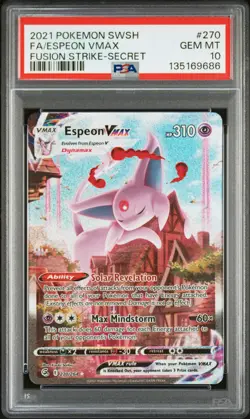 Espeon VMAX 270/264 Pokemon Sword & Shield Fusion Strike SIR 270 GEM MINT PSA 10 - Image 1