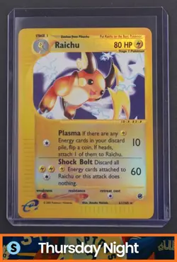 2002 POKEMON EXPEDITION SET #61/165 RAICHU REVERSE HOLO RARE - Image 1