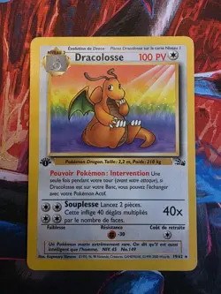 Pokemon 1st Edition Dracolosse - FrenchDragonite 19/62 Fossil Set Vintage 2000 - Image 1